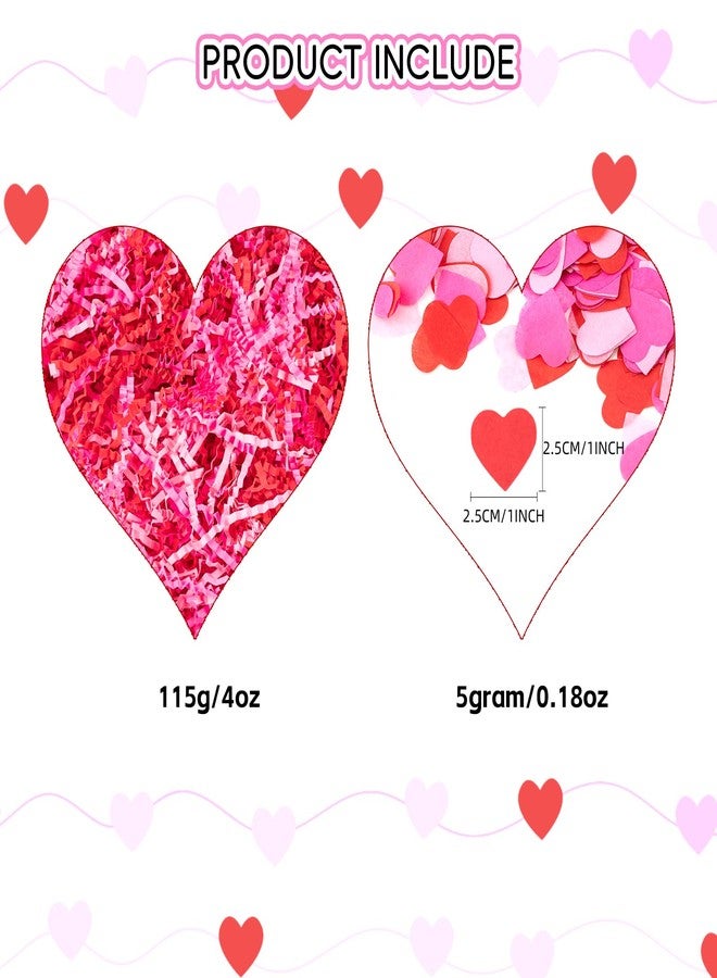 CIPOWM Valentine's Day Crinkle Cut Paper Shred, Red Pink Raffia Paper Shred Filler with Heart Confetti Shredded Paper Grass for Gift Wrapping Craft DIY Gift Bag Box Filling Party Supply，115g/4oz - Image 2